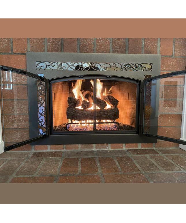Vienna Traditional Fireplace Doors with Arch Conversion - Bronze Iron