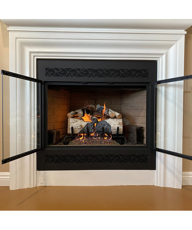 Vienna Traditional Fireplace Doors (Reface) - Matte Black