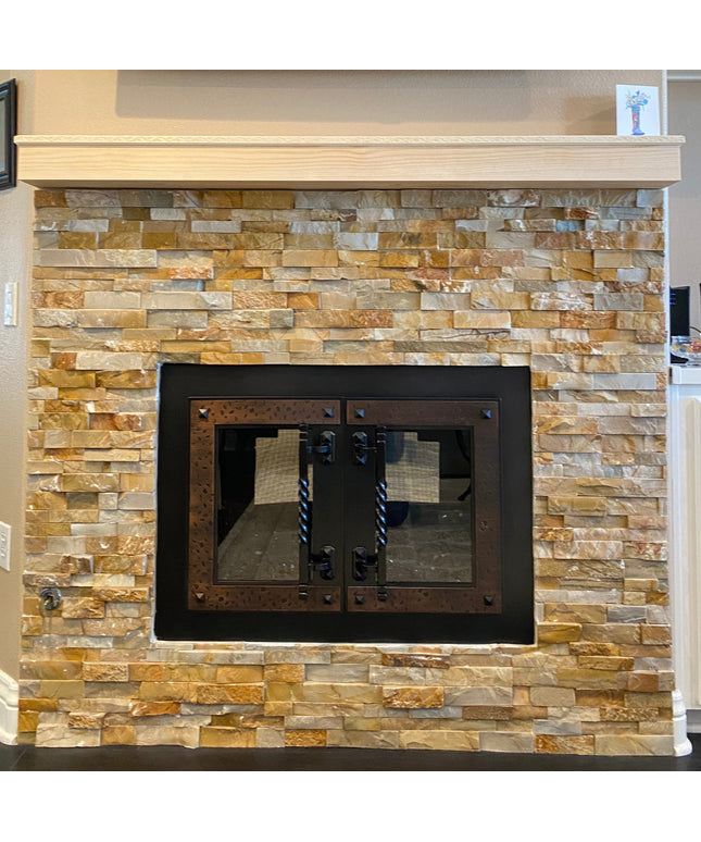 Beverly Hills Traditional Fireplace Doors - Natural Iron / Vintage Copper