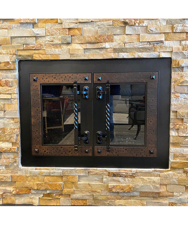 Beverly Hills Traditional Fireplace Doors - Natural Iron / Vintage Copper