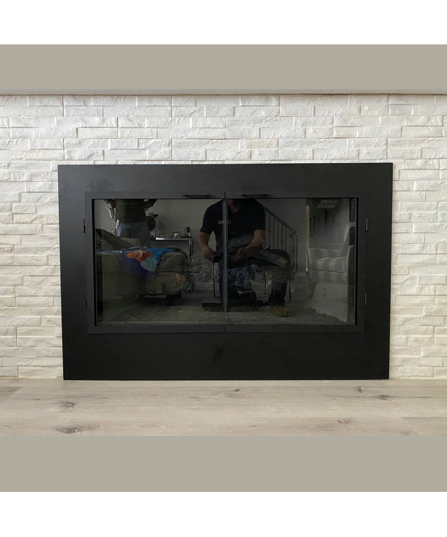 Brentwood Transitional Fireplace Doors - Matte Black