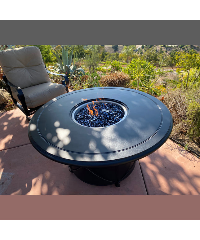 Woodard 48"Diameter x 25"H Round Chat Height Fire Table w/ Solid Cast Top 4TM348-09248FP - Textured Black