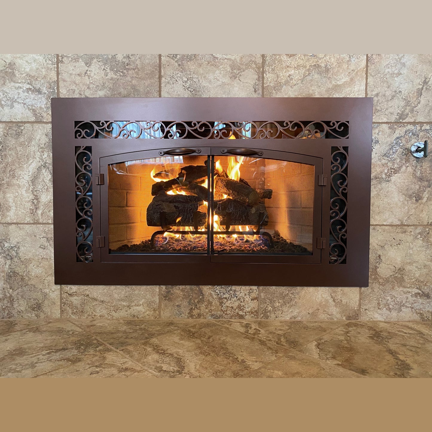 Vienna Traditional Fireplace Doors with Arch Conversion - Oil Rubbed Bronze