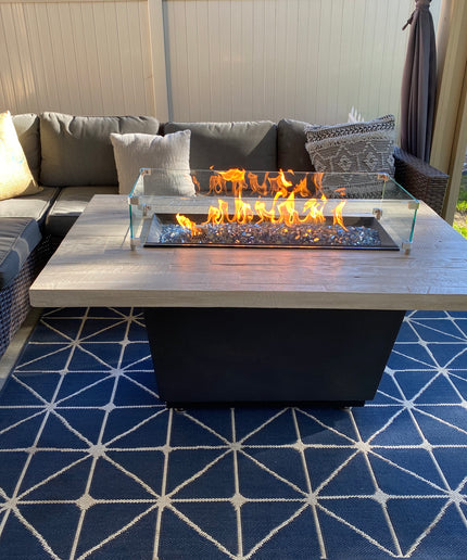 American Fyre Designs 54"W x 36"D x 24"H Rectangle Reclaimed Wood Cosmopolitan Fire Table 635-BA-SP-M4 - Silver Pine