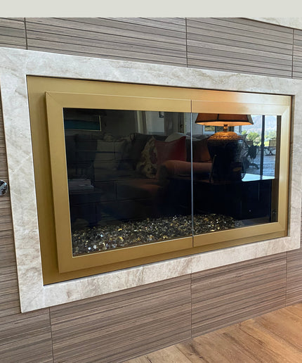 Century City Modern Fireplace Doors - Satin Gold