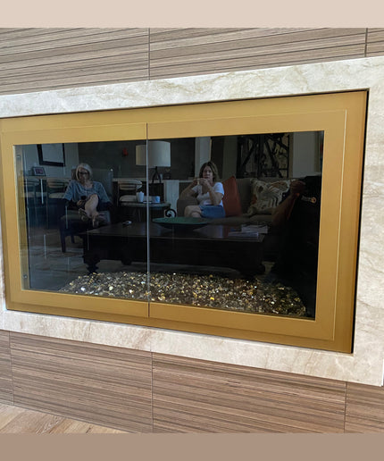 Century City Modern Fireplace Doors - Satin Gold