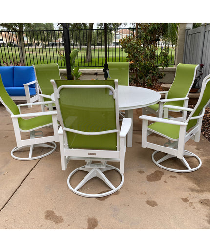 Telescope Leeward 7-Piece MGP Sling Dining Set - Snow / Lime