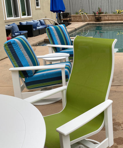 Telescope Leeward 7-Piece MGP Sling Dining Set - Snow / Lime