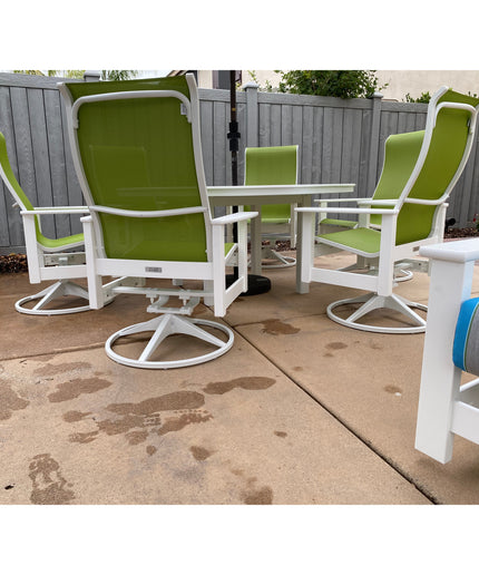 Telescope Leeward 7-Piece MGP Sling Dining Set - Snow / Lime