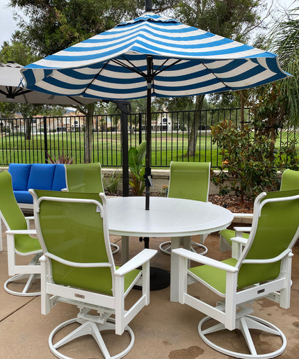 Telescope Leeward 7-Piece MGP Sling Dining Set - Snow / Lime