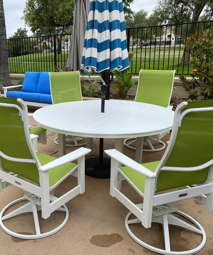 Telescope Leeward 7-Piece MGP Sling Dining Set - Snow / Lime