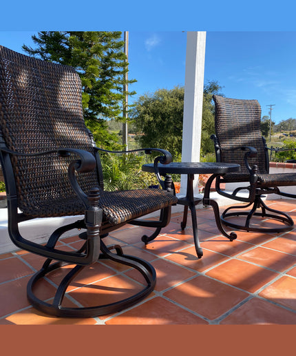 Gensun Florence 3-Piece Woven Bistro Set - Desert Bronze / Chestnut
