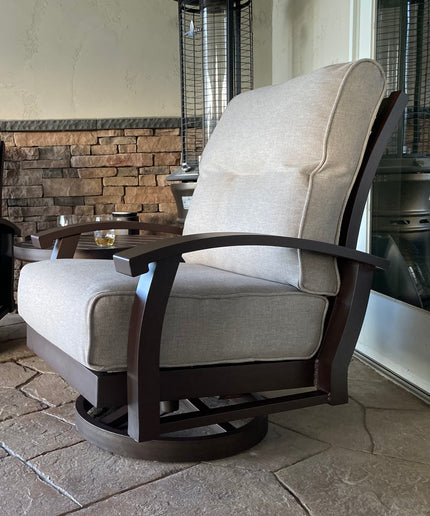 Mallin Georgetown Cushion Spring Swivel Lounge Chair GT-486 - Bronze / Verona Mushroom