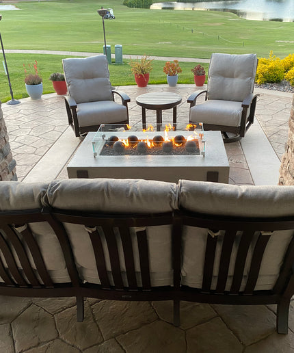 Mallin Georgetown 6-Piece Sofa Set with Firepit - Bronze / Verona Mushroom