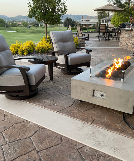 Mallin Georgetown 6-Piece Sofa Set with Firepit - Bronze / Verona Mushroom