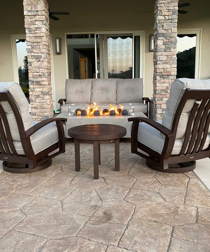 Mallin Georgetown 6-Piece Sofa Set with Firepit - Bronze / Verona Mushroom