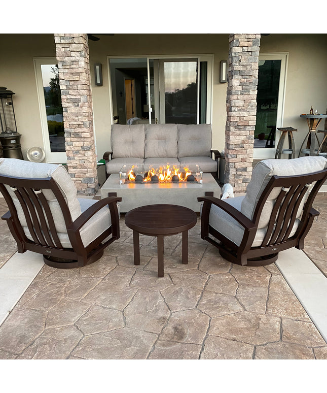 Mallin Georgetown 6-Piece Sofa Set with Firepit - Bronze / Verona Mushroom