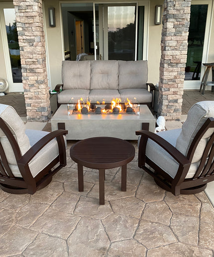 Mallin Georgetown 6-Piece Sofa Set with Firepit - Bronze / Verona Mushroom
