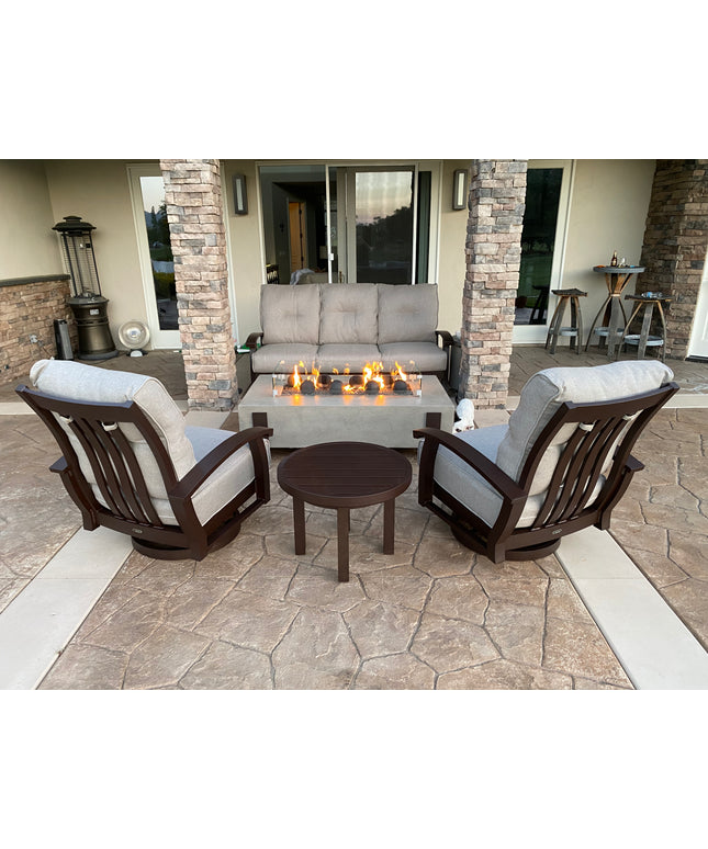 Mallin Georgetown 6-Piece Sofa Set with Firepit - Bronze / Verona Mushroom