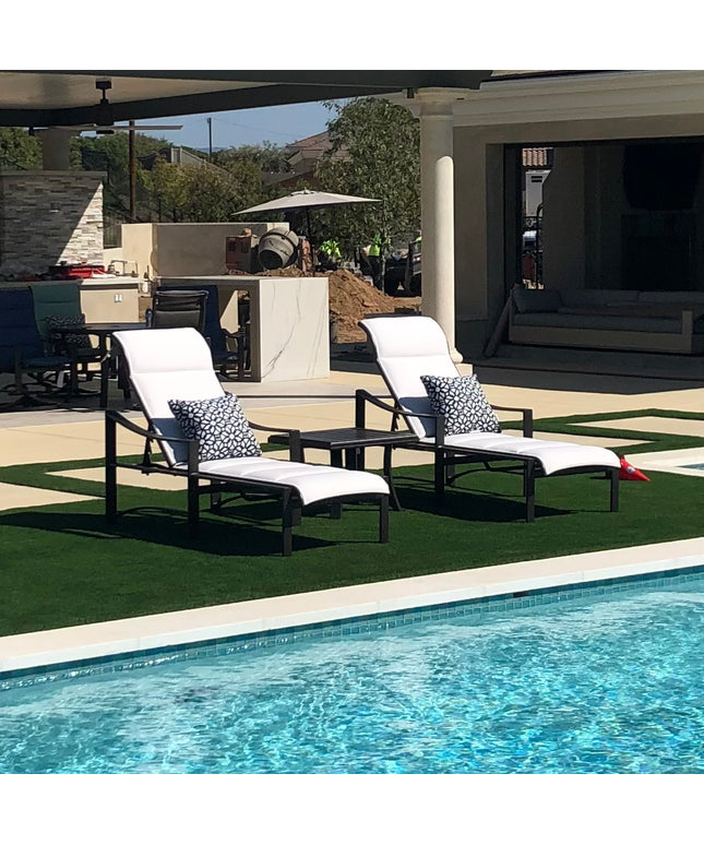 Tropitone Kenzo 3-Piece Padded Sling Chaise Lounge Set - Graphite / Snow