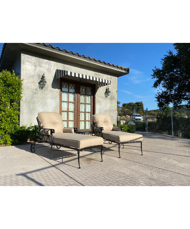 Woodard Derby 3-Piece Cushion Chaise Lounge Set - Textured Black / Michelangelo Toast