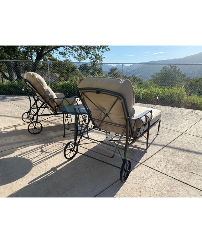 Woodard Derby 3-Piece Cushion Chaise Lounge Set - Textured Black / Michelangelo Toast