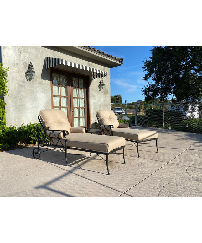 Woodard Derby 3-Piece Cushion Chaise Lounge Set - Textured Black / Michelangelo Toast