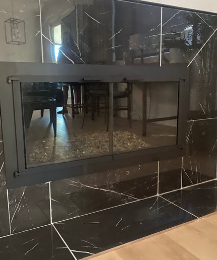 Brentwood Transitional Fireplace Doors - Matte Black
