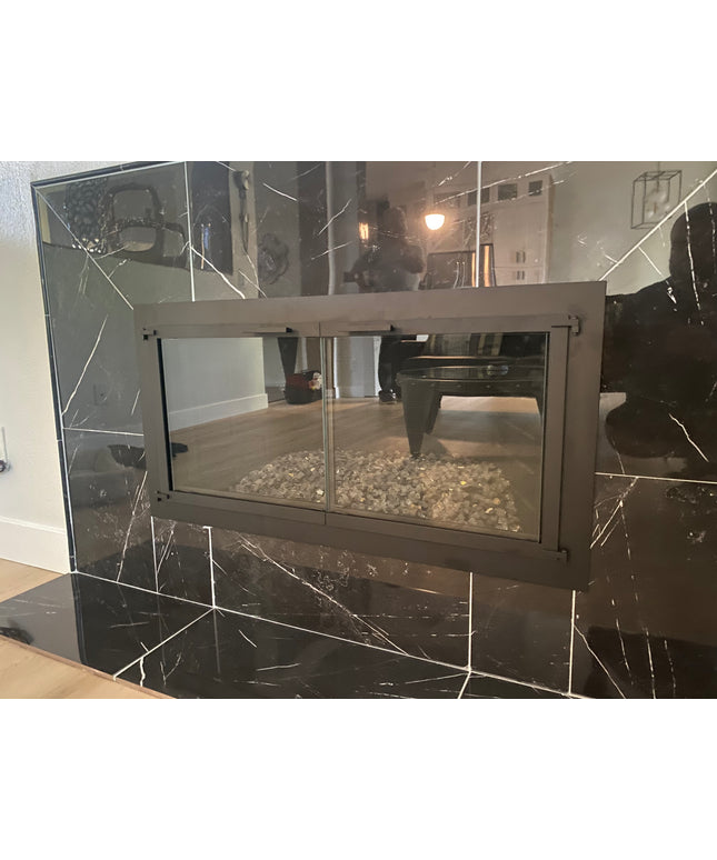 Brentwood Transitional Fireplace Doors - Matte Black