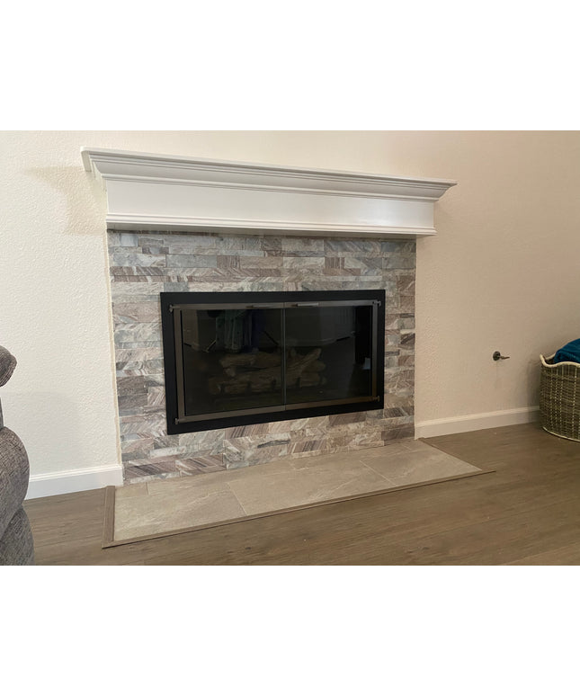 Brentwood Transitional Fireplace Doors - Textured Black / Antique Black