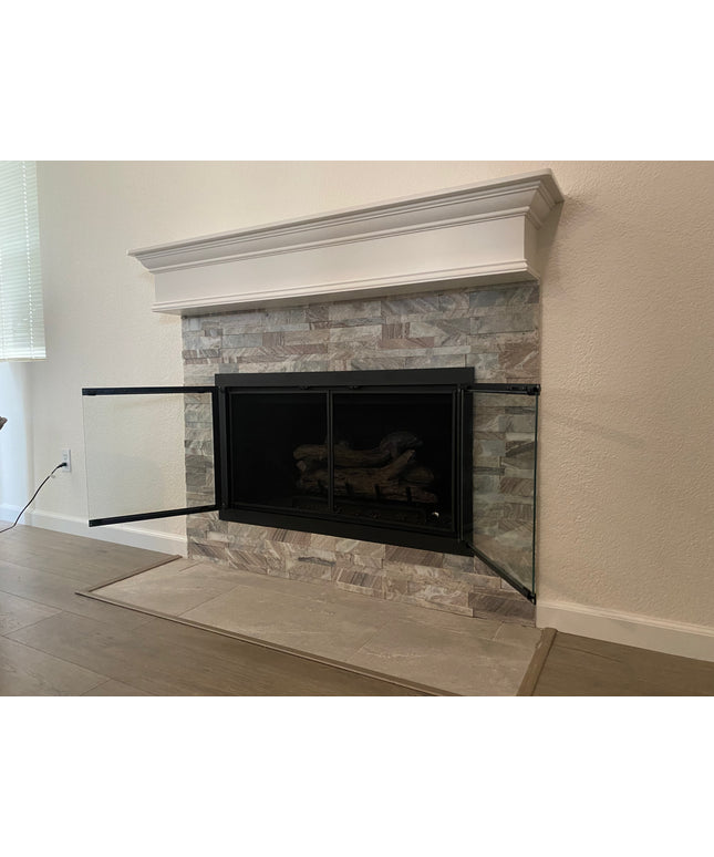 Brentwood Transitional Fireplace Doors - Textured Black / Antique Black