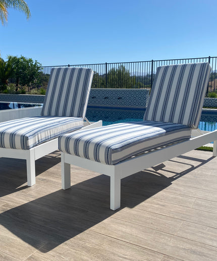 Telescope Leeward 2-Piece Cushion Chaise Lounge Set - Snow / Denim