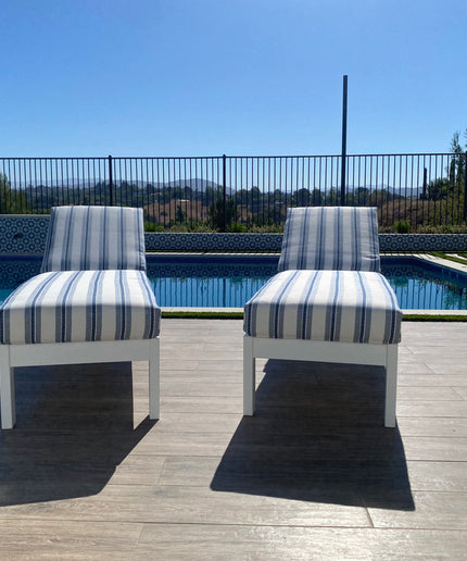 Telescope Leeward 2-Piece Cushion Chaise Lounge Set - Snow / Denim
