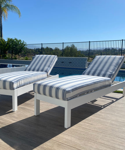 Telescope Leeward 2-Piece Cushion Chaise Lounge Set - Snow / Denim