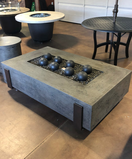 American Fyre Designs 60"W x 36"D x 17"H Iron Saddle Firepit 580-DB-11-M7 - Dark Bassalt