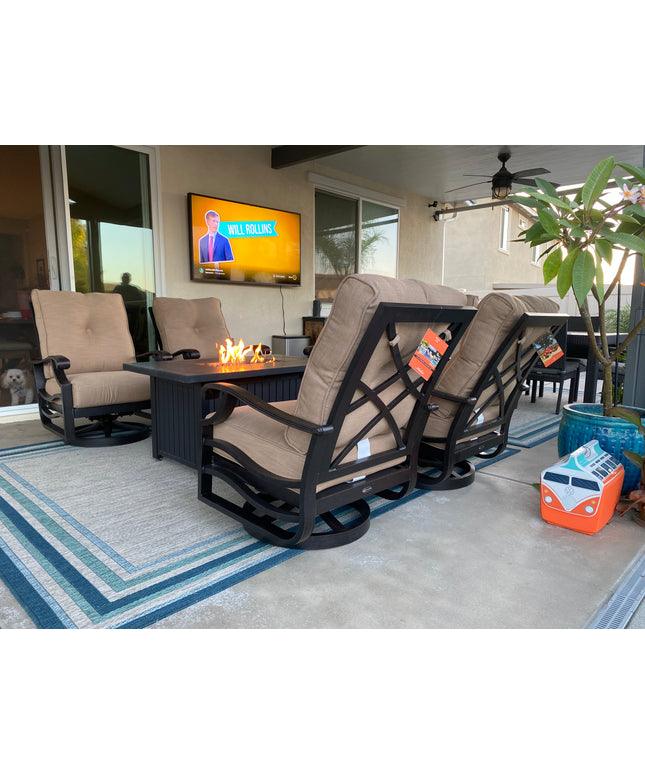 Mallin Anthem Cushion Spring Swivel Rocking Lounge Chair AN-586 - Autumn Rust / Rochelle Spice