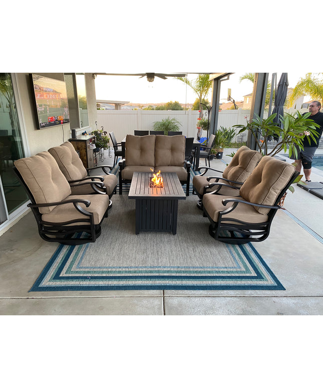 Mallin Anthem Cushion Spring Swivel Rocking Lounge Chair AN-586 - Autumn Rust / Rochelle Spice