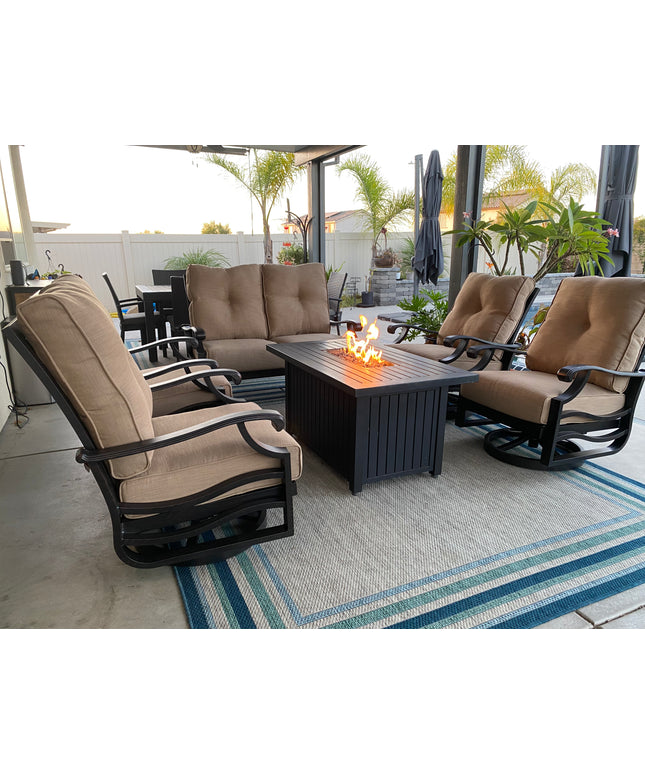 Mallin Anthem Cushion Spring Swivel Rocking Lounge Chair AN-586 - Autumn Rust / Rochelle Spice