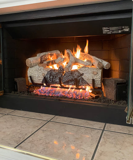 24" Real Fyre Charred Mountain Birch Gas Log Set with Remote Ignition