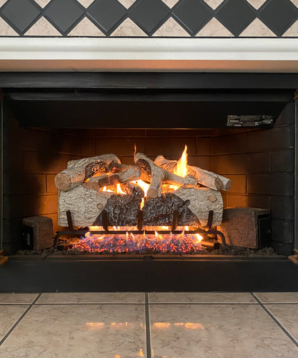 24" Real Fyre Charred Mountain Birch Gas Log Set with Remote Ignition