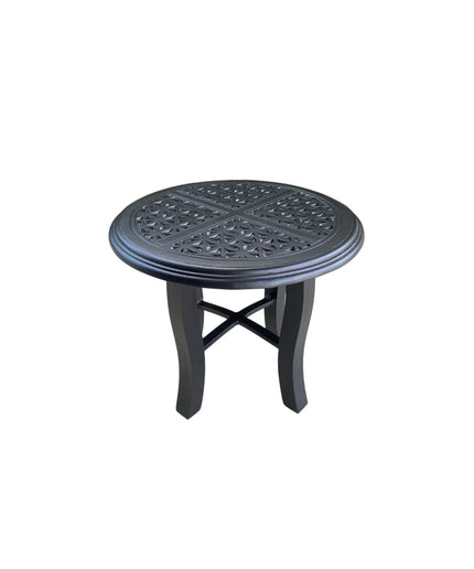 Woodard Hampton 22"Diameter x 19"H Round Cast Aluminum End Table w/ Carson Base 5P2400-05122 - Textured Black