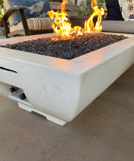 American Fyre Designs 50"W x 30"D x 16-1/4"H Bordeaux Rectangle Fire Bowl 435-TR-11-M4 - Travertine