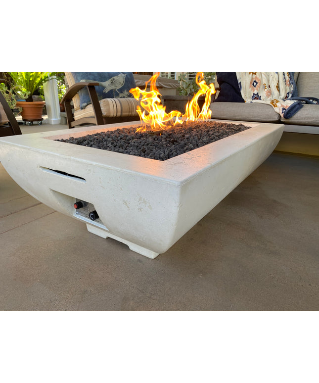 American Fyre Designs 50"W x 30"D x 16-1/4"H Bordeaux Rectangle Fire Bowl 435-TR-11-M4 - Travertine