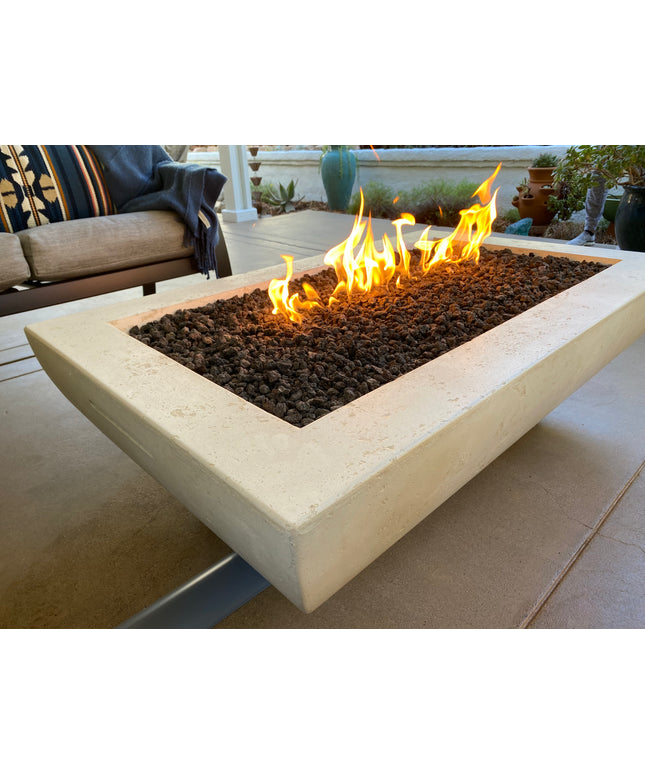 American Fyre Designs 50"W x 30"D x 16-1/4"H Bordeaux Rectangle Fire Bowl 435-TR-11-M4 - Travertine