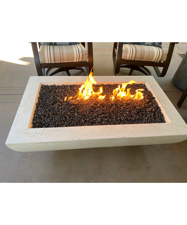 American Fyre Designs 50"W x 30"D x 16-1/4"H Bordeaux Rectangle Fire Bowl 435-TR-11-M4 - Travertine