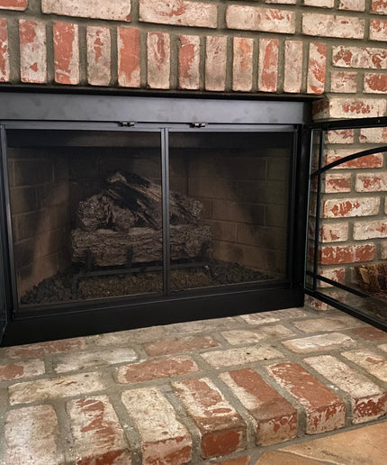 Biltmore Transitional Fireplace Doors - Matte Black