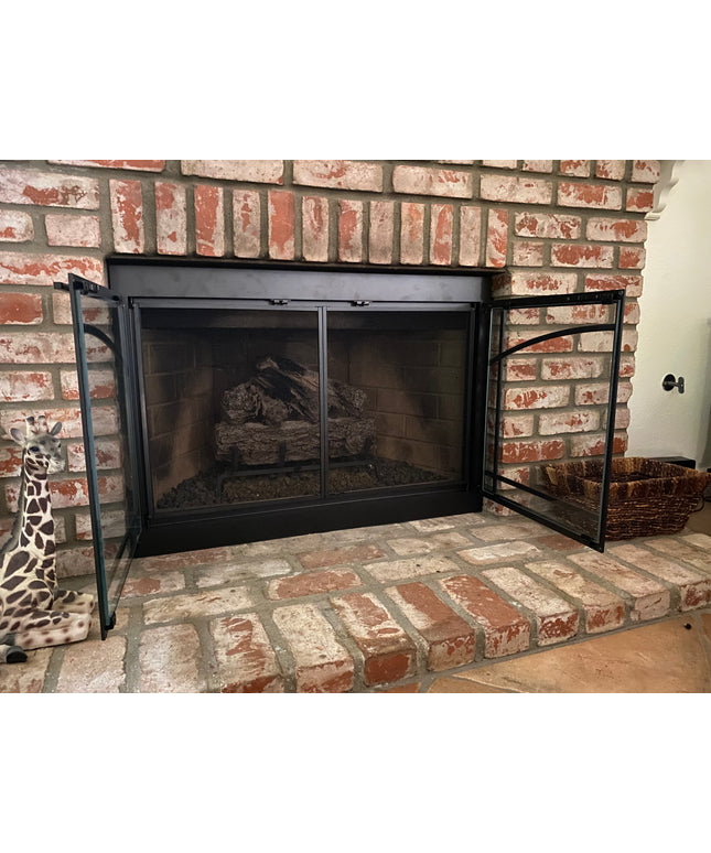 Biltmore Transitional Fireplace Doors - Matte Black
