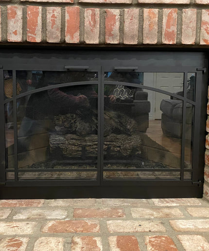 Biltmore Transitional Fireplace Doors - Matte Black