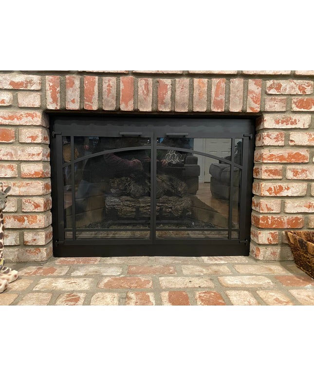 Biltmore Transitional Fireplace Doors - Matte Black