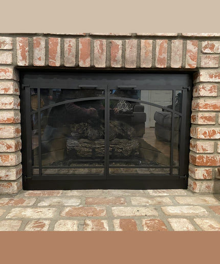 Biltmore Transitional Fireplace Doors - Matte Black